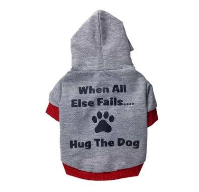 HKM-4450109 Casual Cotton Dog T-Shirt with Hat - Hug The Dog Design for Pet Fashion
