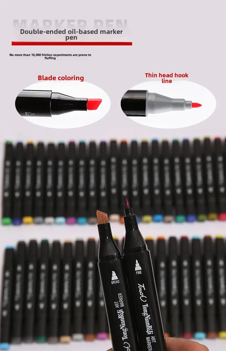 HKM-445011 Dual-Headed 48-Color Quick-Drying Watercolour Pen Set for Kids' Art and Drawing Activities