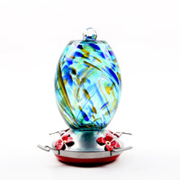 HKM-445139 Stained Glass Hummingbird Feeder with Anti-Ant Hook and 4 Feeding Ports