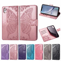 HKM-445139 Three-Dimensional Embossed Butterfly Wallet Flip Phone Case for iPhone 6/7/8/X Series in Multiple Colors