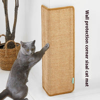 HKM-4451901 Corner Cat Scratch Board - Wear-Resistant Cloth Design in Ginger Yellow and Dark Gray, 18 x 60 CM