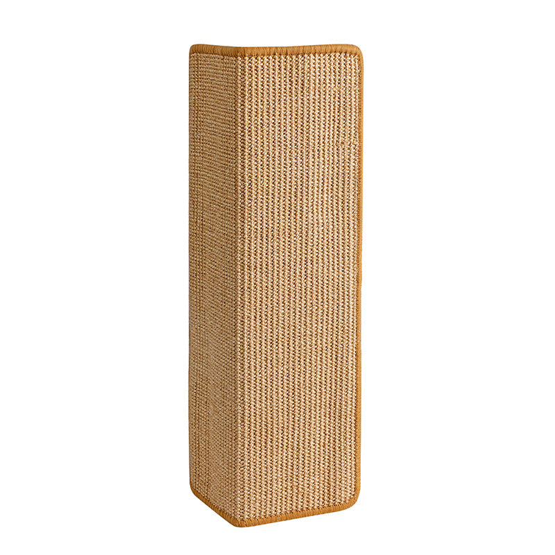 HKM-4451901 Corner Cat Scratch Board - Wear-Resistant Cloth Design in Ginger Yellow and Dark Gray, 18 x 60 CM