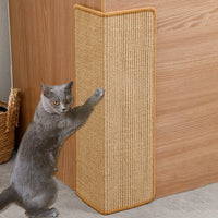 HKM-4451901 Corner Cat Scratch Board - Wear-Resistant Cloth Design in Ginger Yellow and Dark Gray, 18 x 60 CM
