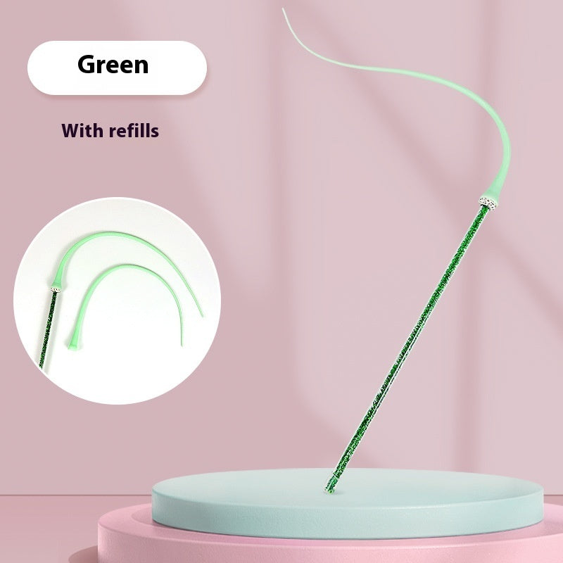 HKM-4452541 Replaceable Silicone Cat Teaser Stick - Eco-Friendly and Bite-Resistant Pet Toy