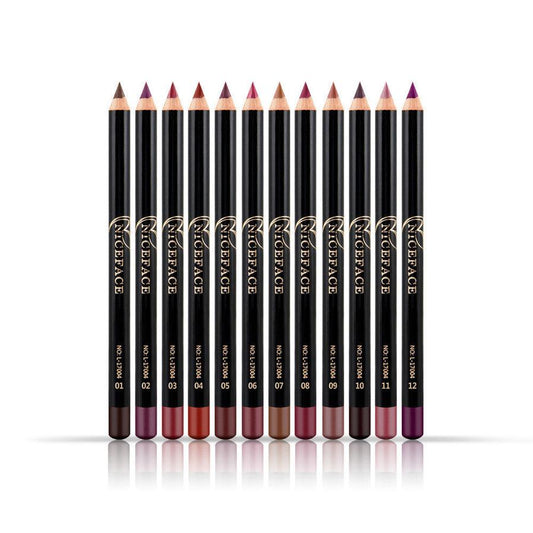 HKM-445267 Matte Lip Liner Pencil Set - 12 Waterproof Colors for Precise Lip Definition