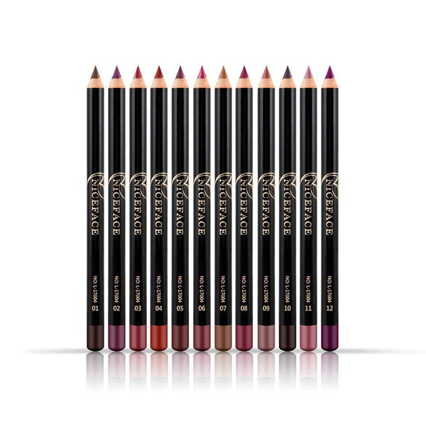 HKM-445267 Matte Lip Liner Pencil Set - 12 Waterproof Colors for Precise Lip Definition