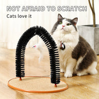 HKM-4453181 Cat Grooming and Scratching Device with Plush Mouse Toy - Arch-Shaped Brush for Itch Relief and Playtime