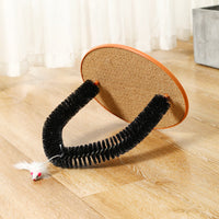 HKM-4453181 Cat Grooming and Scratching Device with Plush Mouse Toy - Arch-Shaped Brush for Itch Relief and Playtime