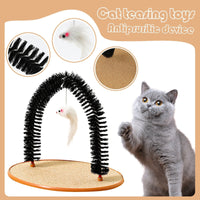 HKM-4453181 Cat Grooming and Scratching Device with Plush Mouse Toy - Arch-Shaped Brush for Itch Relief and Playtime