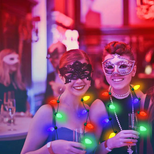 HKM-445331 Luminous Colorful Bulb Necklace for Parties and Holiday Celebrations - 9 or 13 Lights Available