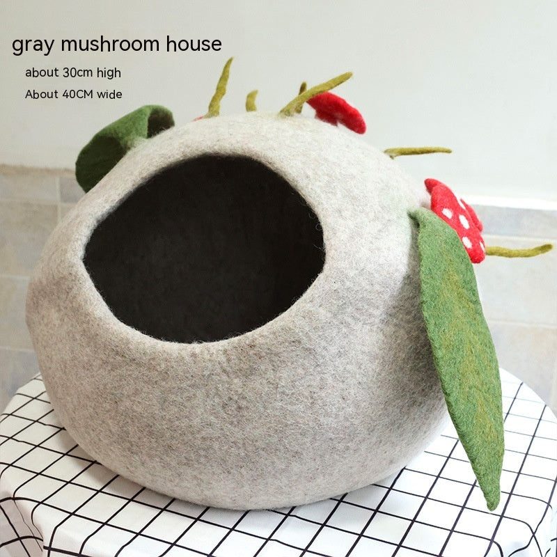 HKM-4455741 Wool Felt Cat House - Various Designs for Cozy Cat Napping