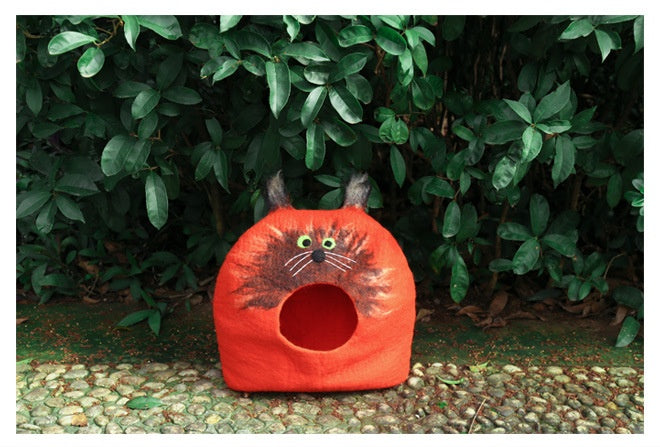 HKM-4455741 Wool Felt Cat House - Various Designs for Cozy Cat Napping