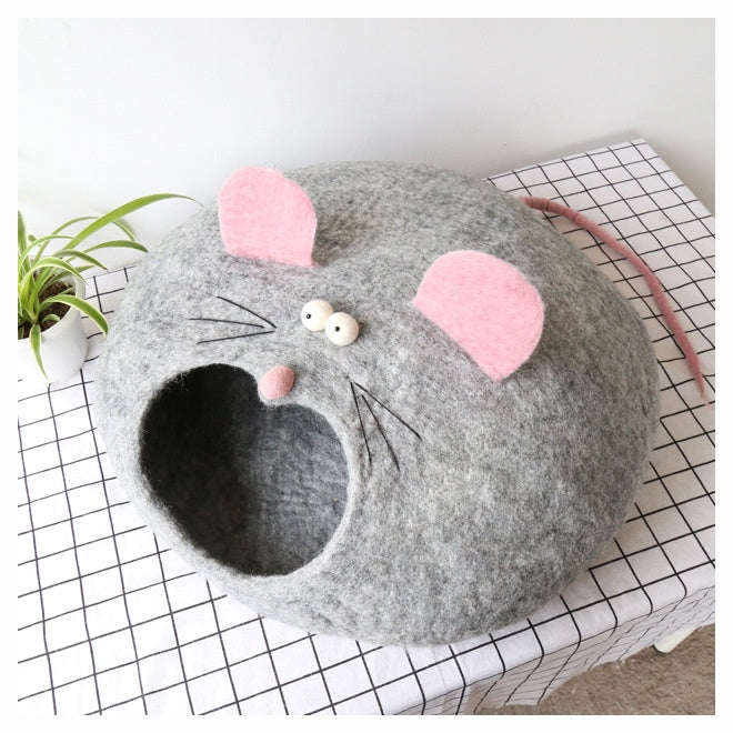 HKM-4455741 Wool Felt Cat House - Various Designs for Cozy Cat Napping