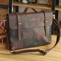 HKM-445587 Custom Leather Briefcase for Men - Professional Laptop Bag with Logo Design