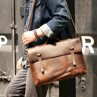 HKM-445587 Custom Leather Briefcase for Men - Professional Laptop Bag with Logo Design