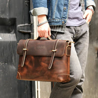 HKM-445587 Custom Leather Briefcase for Men - Professional Laptop Bag with Logo Design