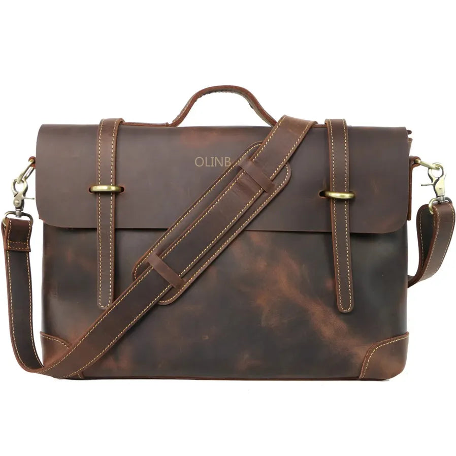 HKM-445587 Custom Leather Briefcase for Men - Professional Laptop Bag with Logo Design