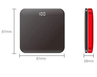 HKM-445587 Ultra-Thin Mirror Mini Power Bank with LCD Display – 8000mAh Capacity in Mysterious Black, Chinese Red, and Rose Gold