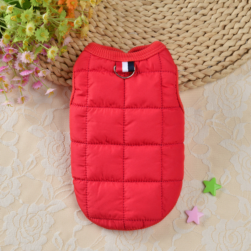 HKM-4456125 Plaid Cotton Vest for Pets in Red, Blue, Beige, and Pink - Various Sizes Available