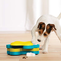 HKM-4456509 Educational Bone-shaped Food Leaker Pet Toy - Durable ABS Material in Orange, Yellow, and Blue