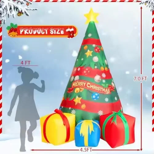 HKM-445651 7 FT Christmas Inflatable Tree with Built-in LEDs for Indoor and Outdoor Decorations