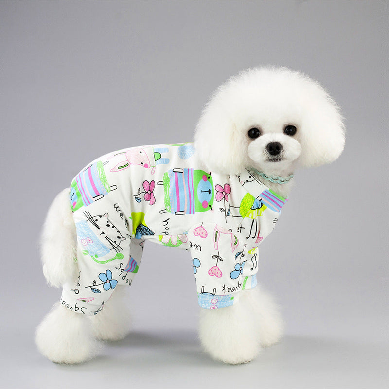 HKM-4456765 Cotton Pet Pajamas in Five Fun Colors for Comfortable Home Wear