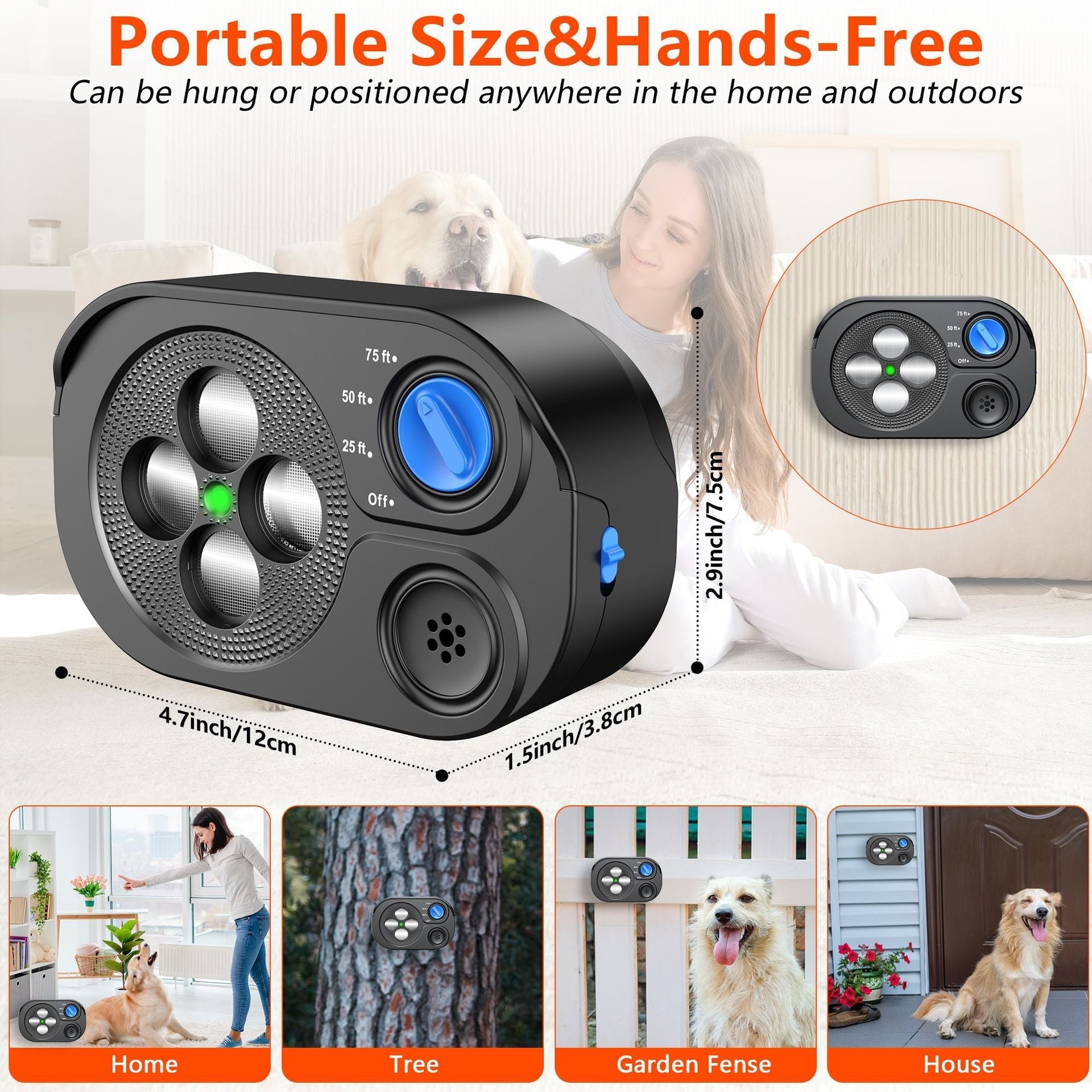 HKM-4457149 Ultrasonic Bark Control & Dog Training Device with Waterproof Design
