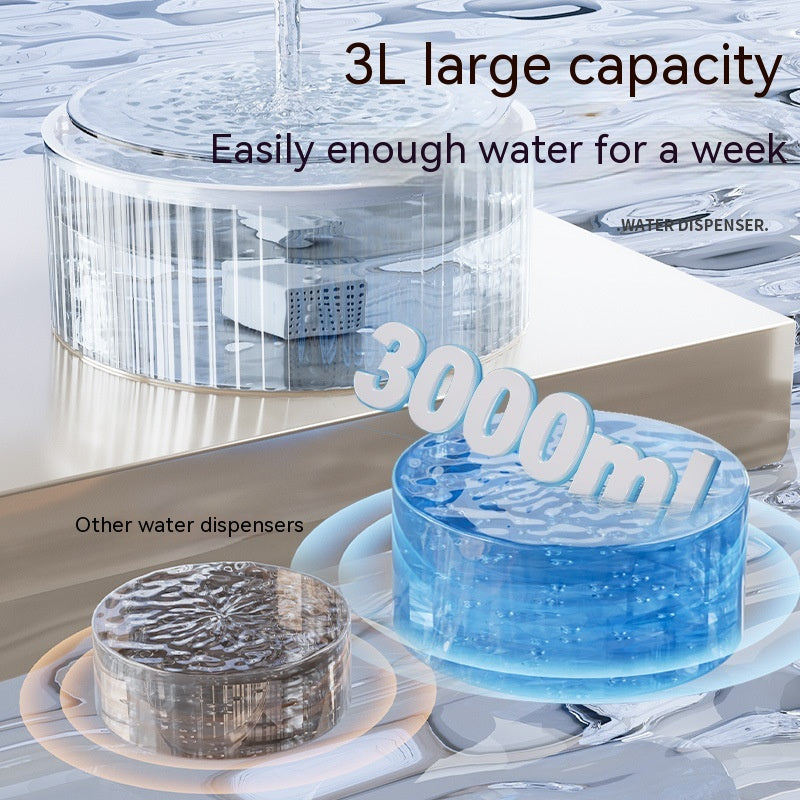 HKM-4457533 Pet Automatic Water Fountain 3L Mute Flow Water Dispenser for Cats - ABS Material