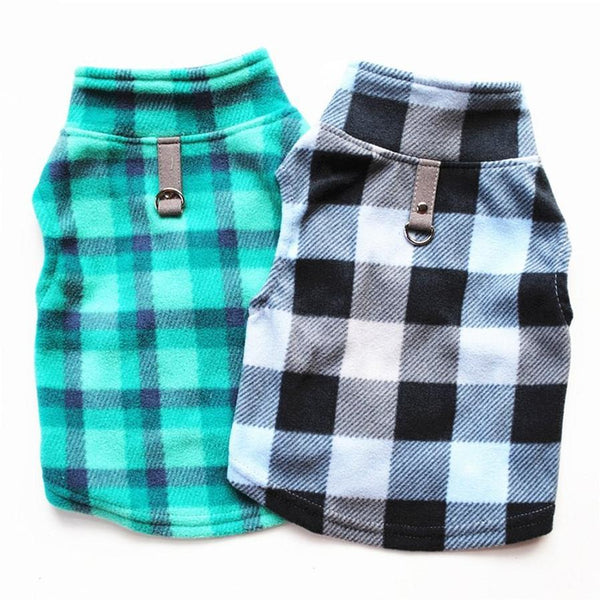 HKM-445779 Plaid Fleece Sweater for Pets - Cozy and Stylish Dog and Cat Clothing