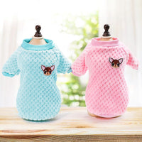 HKM-4458045 Warm and Fashionable Dog Sweater for Autumn and Winter in Blue and Pink Velvet