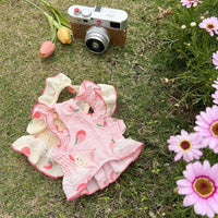 HKM-4459069 Light Yellow and Pink Double Lace Skirt in Cotton, Sizes 2XS to 3XL