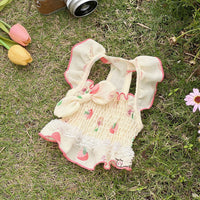 HKM-4459069 Light Yellow and Pink Double Lace Skirt in Cotton, Sizes 2XS to 3XL