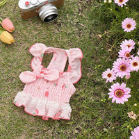 HKM-4459069 Light Yellow and Pink Double Lace Skirt in Cotton, Sizes 2XS to 3XL