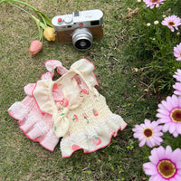HKM-4459069 Light Yellow and Pink Double Lace Skirt in Cotton, Sizes 2XS to 3XL