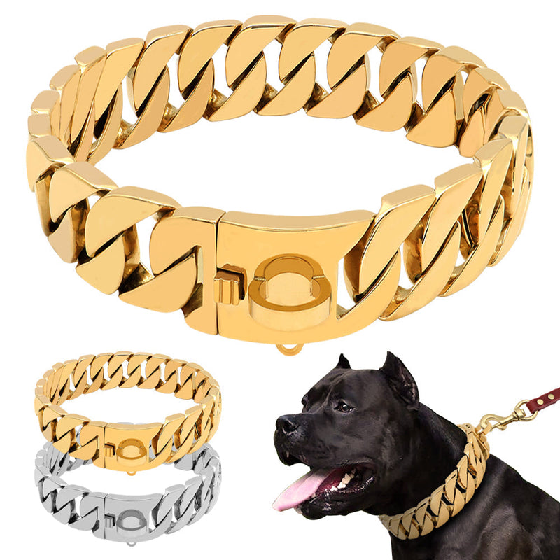 HKM-4459453 Durable Stainless Steel Dog Chain Collar - Available in 45cm & 50cm Sizes