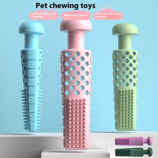 HKM-4460093 Toothpaste-type TPR Stick Pet Toy for Molar Relief in Gentle Blue, Cherry Blossom Powder, Avocado Green, and Purple