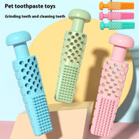 HKM-4460093 Toothpaste-type TPR Stick Pet Toy for Molar Relief in Gentle Blue, Cherry Blossom Powder, Avocado Green, and Purple