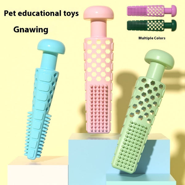 HKM-4460093 Toothpaste-type TPR Stick Pet Toy for Molar Relief in Gentle Blue, Cherry Blossom Powder, Avocado Green, and Purple