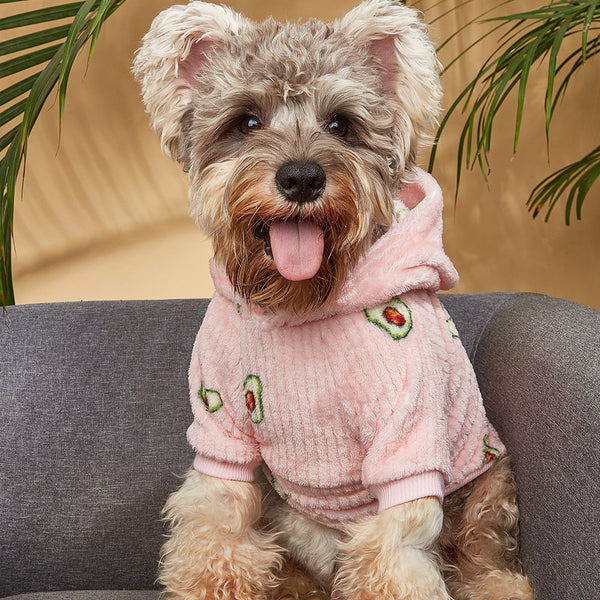 HKM-4462525 Pet Hoodie with Avocado Print for Cats and Dogs in Polyester Material