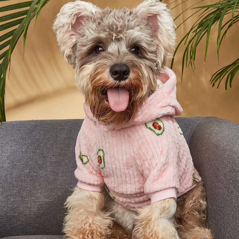HKM-4462525 Pet Hoodie with Avocado Print for Cats and Dogs in Polyester Material