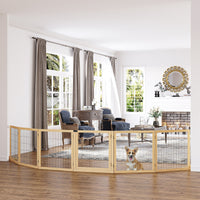 HKM-4462909 Freestanding Retractable Dog Gate with 6 Panels for Doorways and Hallways
