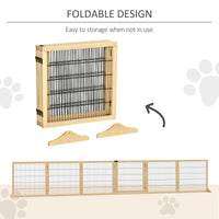 HKM-4462909 Freestanding Retractable Dog Gate with 6 Panels for Doorways and Hallways