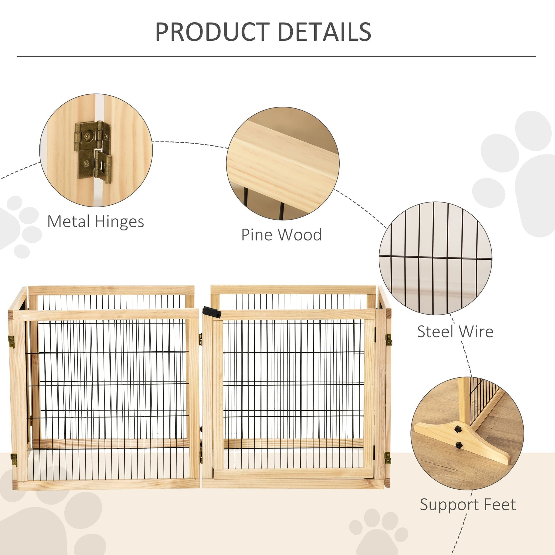 HKM-4462909 Freestanding Retractable Dog Gate with 6 Panels for Doorways and Hallways
