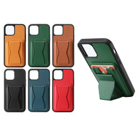 HKM-446291 Faux Leather TPU Back Cover Card Holder Case for iPhone Models