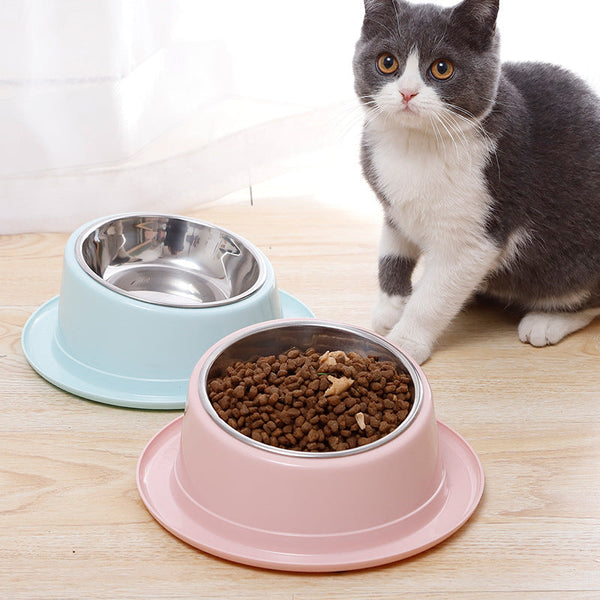HKM-4463421 Stainless Steel Non-Slip Cat Bowl with Tilted Design for Easy Feeding
