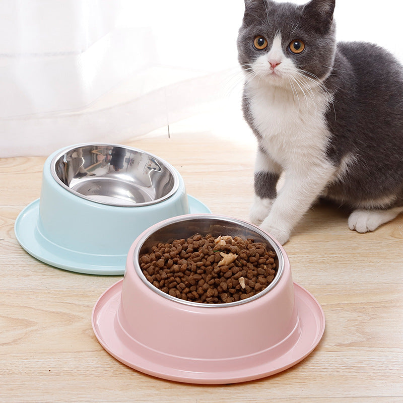 HKM-4463421 Stainless Steel Non-Slip Cat Bowl with Tilted Design for Easy Feeding