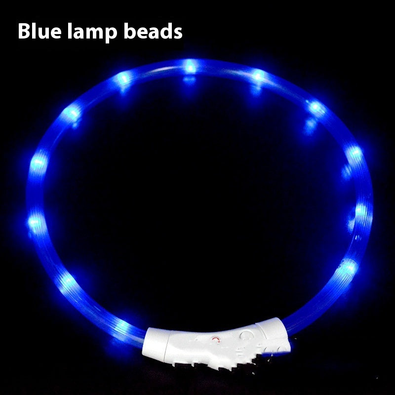 HKM-4465213 USB Rechargeable LED Glowing Pet Collar - Multiple Color Options Available