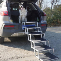 HKM-446675 Portable 6-Step Aluminum Dog Ladder with Fabric Treads and Foldable Design