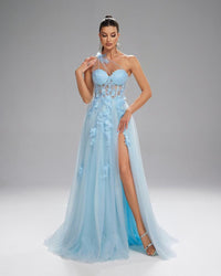 HKM-446739 Elegant Blue Evening Dress for Women, Stylish and Sophisticated Design