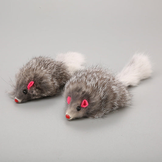 HKM-446803 Cat Toy Large Rabbit Fur Mouse Pet Toy Plush Mouse Cat Teaser Toy